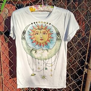 Celestial White Sun and Moon Women's Tee